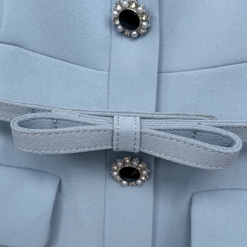 Self-Portrait Blue Crepe Button Midi Dress - Picture 9 of 14